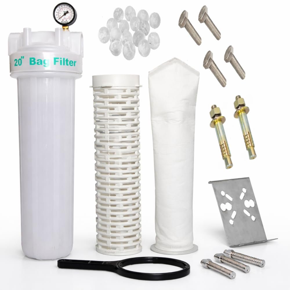 IONIX Water Purifier Service Kit, Water Softener, Semi-Transparent Bag Filter Assembly, 20 Inch 5 Micron, Tank Filter for Whole House Filtration (Pack of 1)
