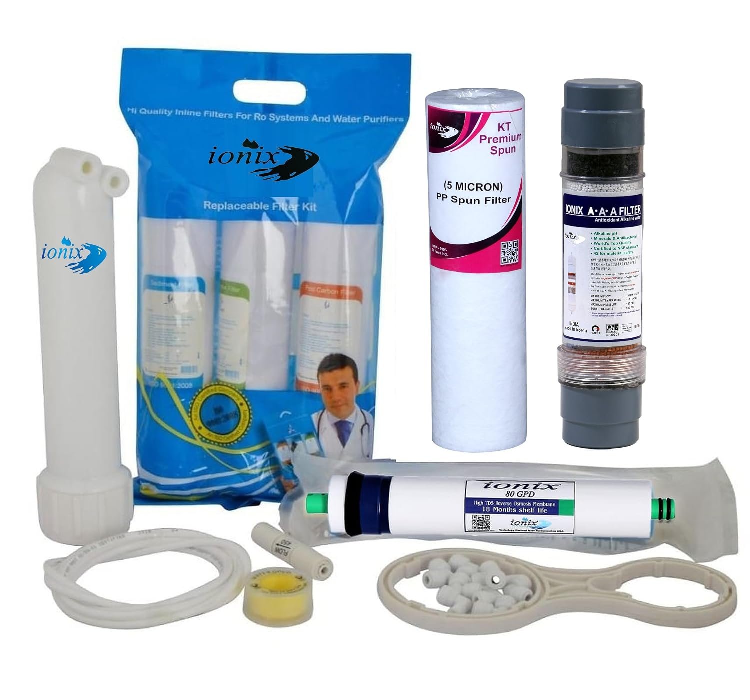 IONIX RO service kit with membrane , ro filter service kit , ro filter accessories with Carbon filter , Sediment Filter & ro filter cartridge , Ro service kit with mineral cartridge for ro water purifier , Upgrade your existing ro