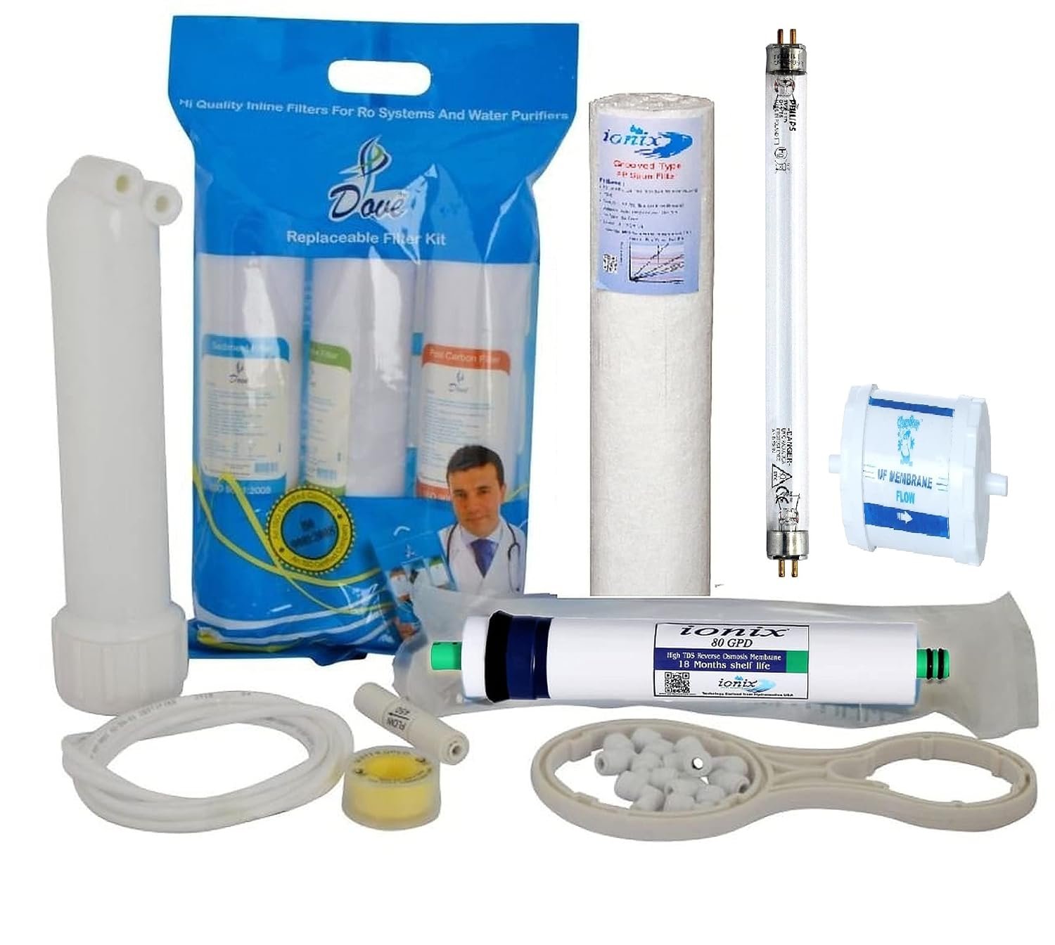 IONIX Ro Service kit with Membrane UV & UF, Universal Types, Fits in All Domestic RO/UV/UF Water purifiers
