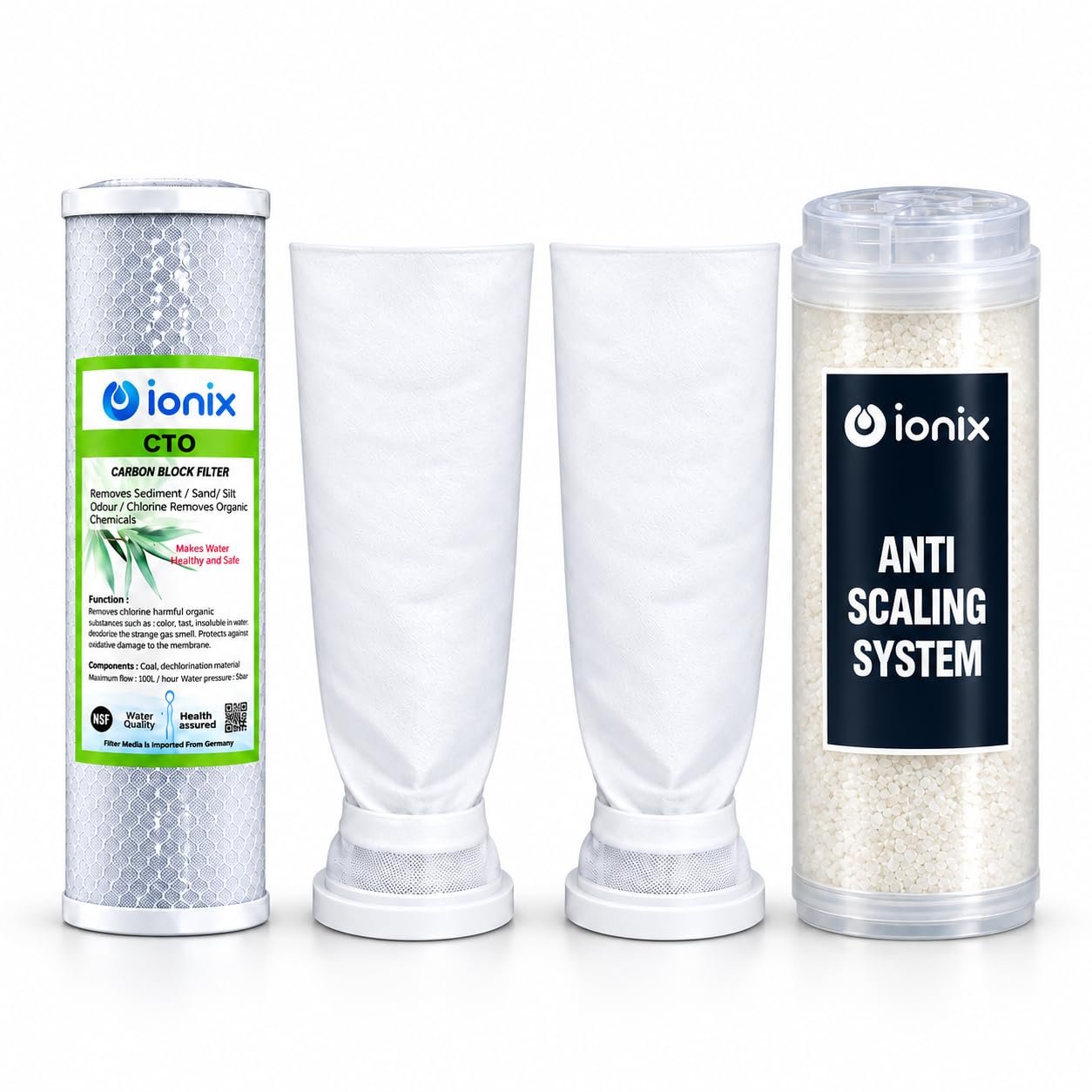 IONIX Water Purifier Service Kit for Treo Tank Filtration System, Water Softener, 1 Year Replacement Filter Cartridge Set for Treo Tank Filtration System - Activated Carbon (Pack of 1)