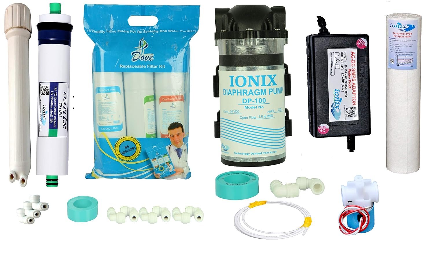 IONIX Full RO Refresh Kit for Full RO Refresh, Kit with Membrane,Motor, SMPS & All Accessories