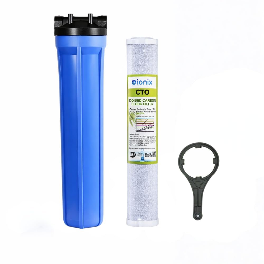 IONIX 20 Inch Slim Housing,Pre Filter 20 Inches Forr Commercial And Domestic Water Purifier, For Usage Upto 300 Liters Per Day (Sedimentation, 1 Inch Inlet Outlet, Hardness Filter), Multicolor