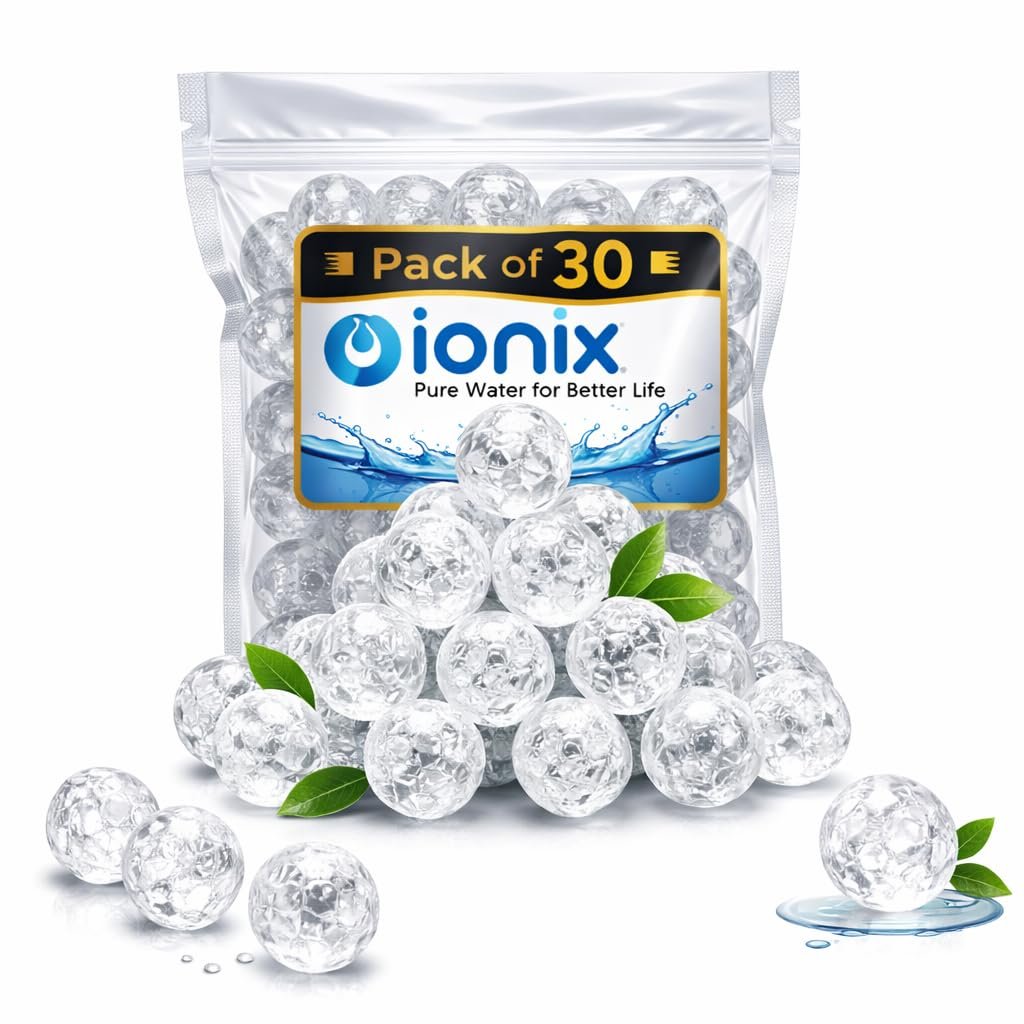 IONIX Pack of 30 Antiscalant Solid Balls, Convert Hard to Soft Water, Food Grade Material, Anti Scaling Balls for RO, for Tank, for Washing Machine, 30 Pieces, Transparent